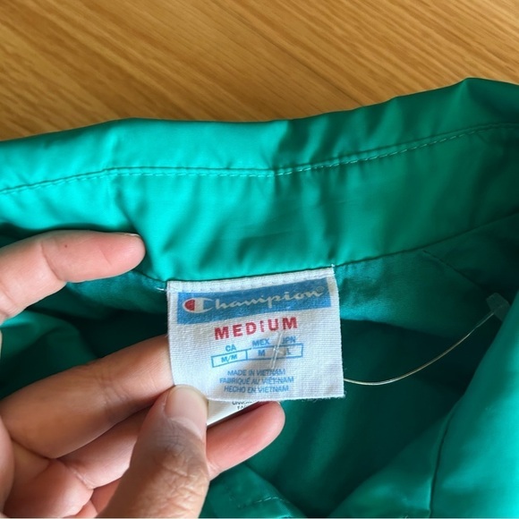 Champion Teal Windbreaker Snap Button Jacket Men’s Medium - Picture 3 of 8